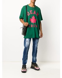 T-shirt à col rond imprimé vert foncé DSQUARED2