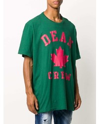 T-shirt à col rond imprimé vert foncé DSQUARED2