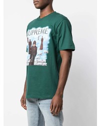 T-shirt à col rond imprimé vert foncé Supreme