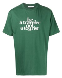 T-shirt à col rond imprimé vert foncé Liberaiders