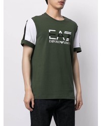 T-shirt à col rond imprimé vert foncé Ea7 Emporio Armani