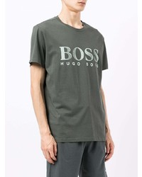 T-shirt à col rond imprimé vert foncé BOSS