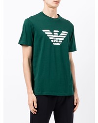 T-shirt à col rond imprimé vert foncé Emporio Armani