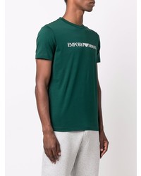 T-shirt à col rond imprimé vert foncé Emporio Armani