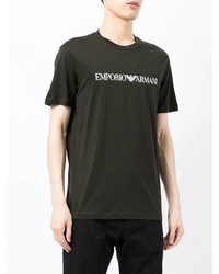 T-shirt à col rond imprimé vert foncé Emporio Armani