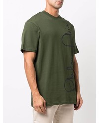 T-shirt à col rond imprimé vert foncé Philipp Plein