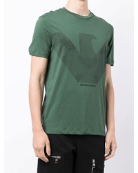 T-shirt à col rond imprimé vert foncé Emporio Armani