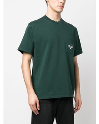 T-shirt à col rond imprimé vert foncé Palmes