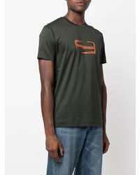 T-shirt à col rond imprimé vert foncé Emporio Armani