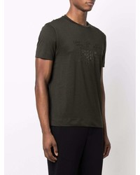 T-shirt à col rond imprimé vert foncé Emporio Armani