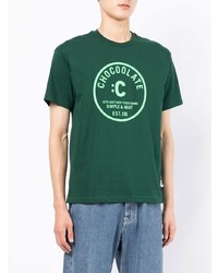 T-shirt à col rond imprimé vert foncé Chocoolate