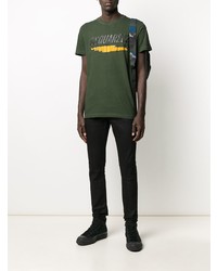 T-shirt à col rond imprimé vert foncé DSQUARED2