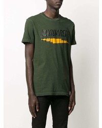 T-shirt à col rond imprimé vert foncé DSQUARED2