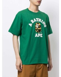 T-shirt à col rond imprimé vert foncé A Bathing Ape