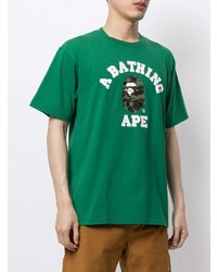 T-shirt à col rond imprimé vert foncé A Bathing Ape