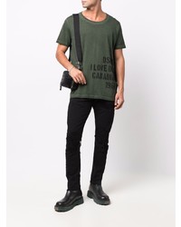 T-shirt à col rond imprimé vert foncé DSQUARED2