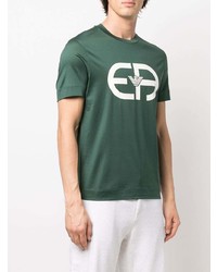 T-shirt à col rond imprimé vert foncé Emporio Armani