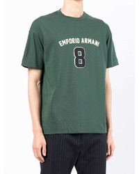 T-shirt à col rond imprimé vert foncé Emporio Armani