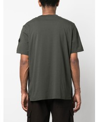 T-shirt à col rond imprimé vert foncé Moncler