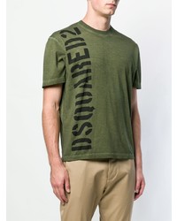 T-shirt à col rond imprimé vert foncé DSQUARED2