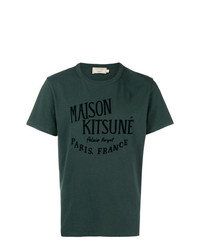 T-shirt à col rond imprimé vert foncé MAISON KITSUNÉ
