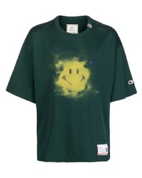 T-shirt à col rond imprimé vert foncé Maison Mihara Yasuhiro