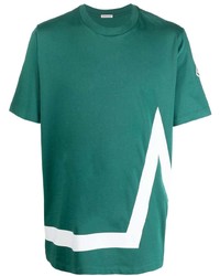 T-shirt à col rond imprimé vert foncé Moncler