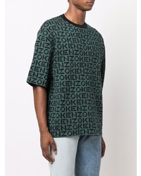 T-shirt à col rond imprimé vert foncé Kenzo