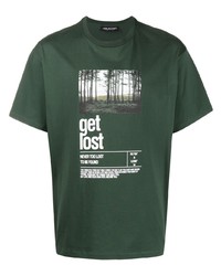 T-shirt à col rond imprimé vert foncé Neil Barrett