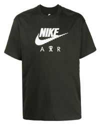 T-shirt à col rond imprimé vert foncé Nike