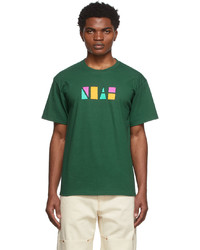 T-shirt à col rond imprimé vert foncé Noah