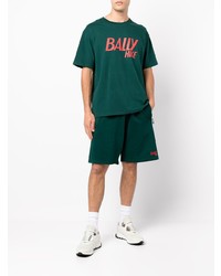 T-shirt à col rond imprimé vert foncé Bally