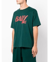 T-shirt à col rond imprimé vert foncé Bally