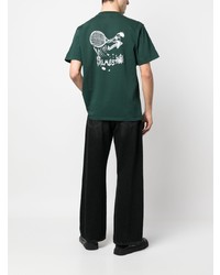T-shirt à col rond imprimé vert foncé Palmes