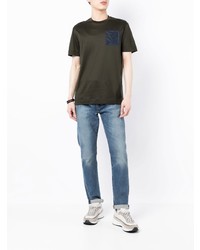 T-shirt à col rond imprimé vert foncé Emporio Armani