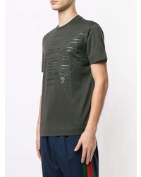 T-shirt à col rond imprimé vert foncé Emporio Armani