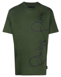 T-shirt à col rond imprimé vert foncé Philipp Plein