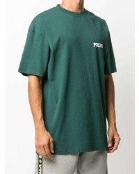 T-shirt à col rond imprimé vert foncé Vetements