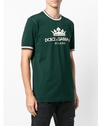 T-shirt à col rond imprimé vert foncé Dolce & Gabbana