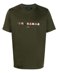 T-shirt à col rond imprimé vert foncé PS Paul Smith
