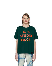 T-shirt à col rond imprimé vert foncé S.R. STUDIO. LA. CA.