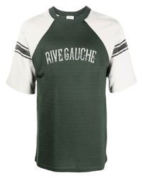 T-shirt à col rond imprimé vert foncé Saint Laurent