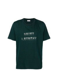 T-shirt à col rond imprimé vert foncé Saint Laurent