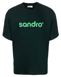 T-shirt à col rond imprimé vert foncé Sandro