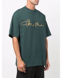 T-shirt à col rond imprimé vert foncé Acne Studios