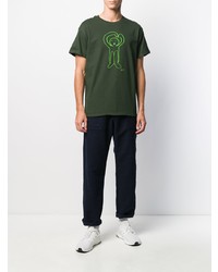 T-shirt à col rond imprimé vert foncé Societe Anonyme