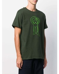 T-shirt à col rond imprimé vert foncé Societe Anonyme