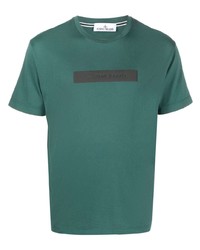 T-shirt à col rond imprimé vert foncé Stone Island