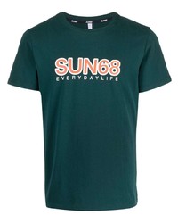T-shirt à col rond imprimé vert foncé Sun 68