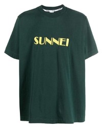 T-shirt à col rond imprimé vert foncé Sunnei